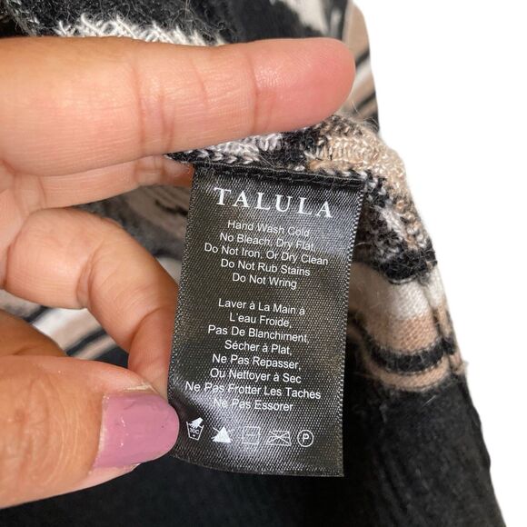 Talula Womens XXS Black Ivory Abstracy Tribal Knit Open Front Cardigan Waterfall - Picture 9 of 11